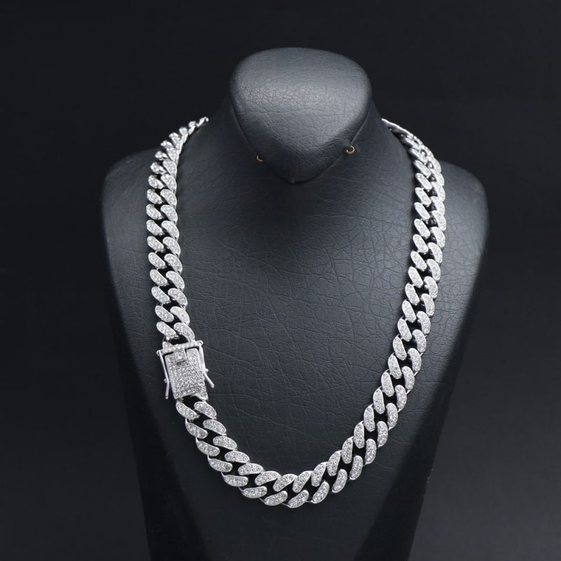 گردنبند زنانه نقره ای استیل فول نگین 73947