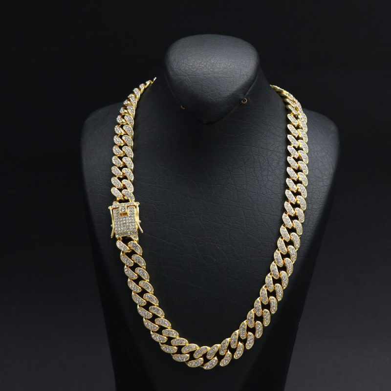 گردنبند زنانه طلایی استیل فول نگین