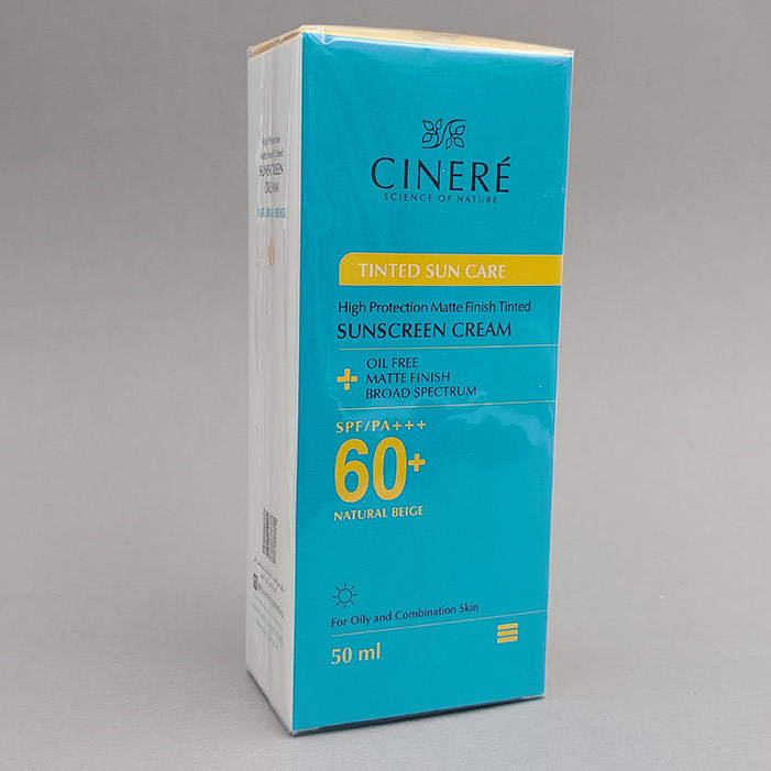 کرم ضدآفتاب سینره رنگی بژ طبیعی پوست چرب SPF60