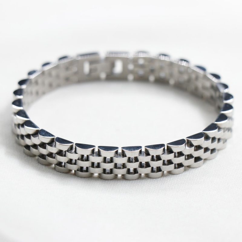دستبند رولکس نقره ای 10mm کد(1) 75074