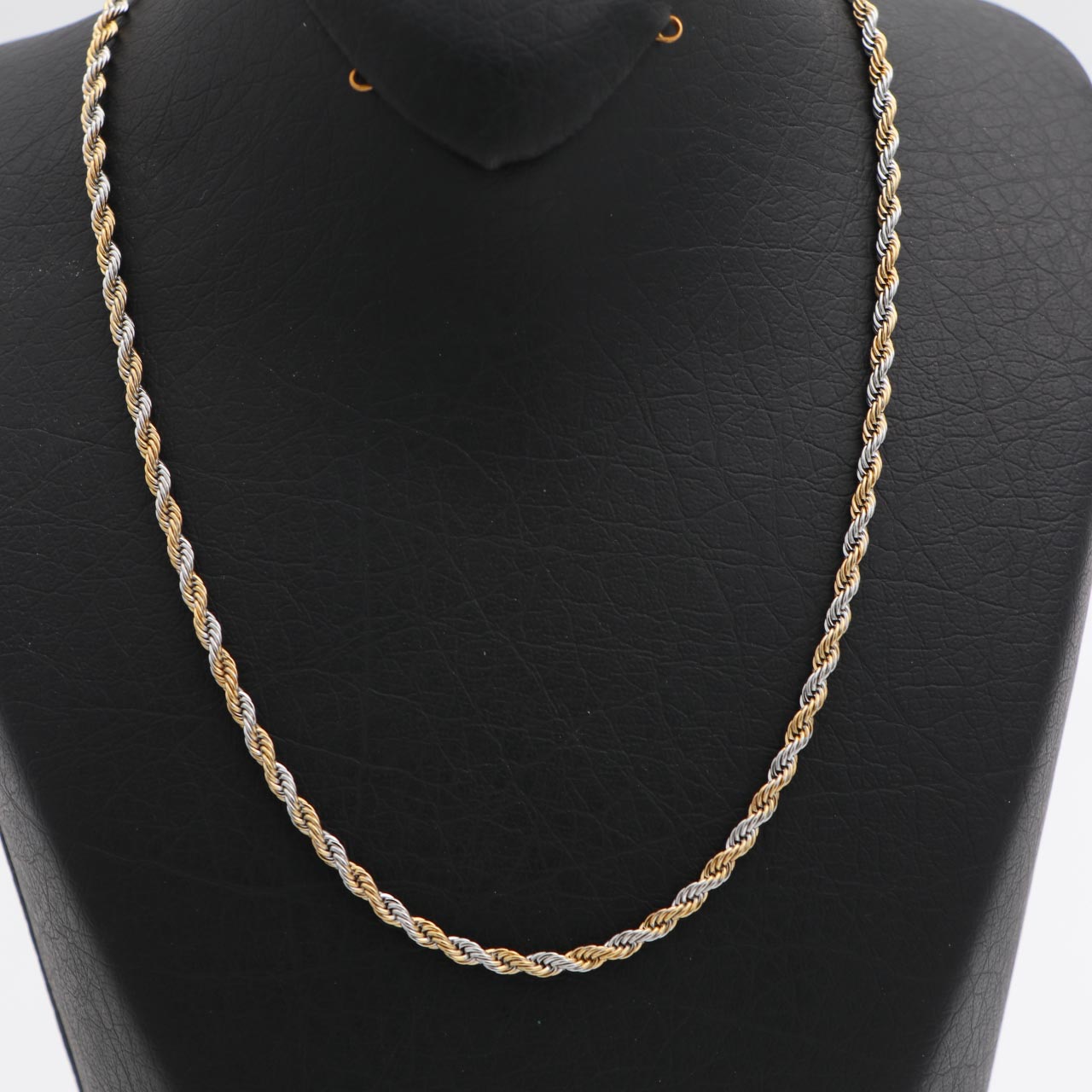 زنجیر استیل طنابی دو رنگ طلایی نقره ای 3mm وارداتی 75744 زنجیر استیل طنابی دو رنگ طلایی نقره ای 3mm وارداتی 75744