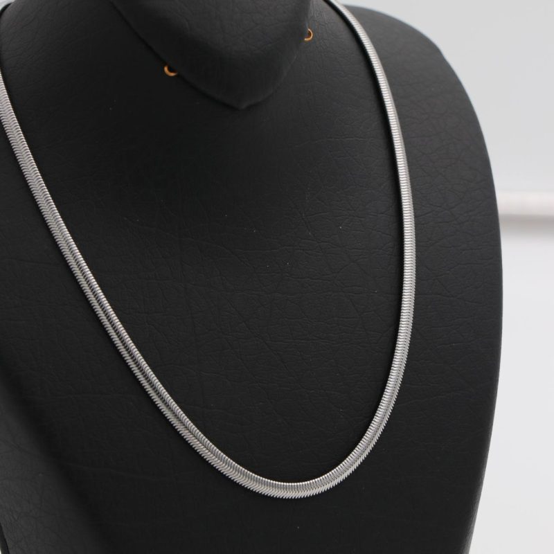 زنجیر پوست ماری استیل نقره ای 5mm وارداتی کد70757