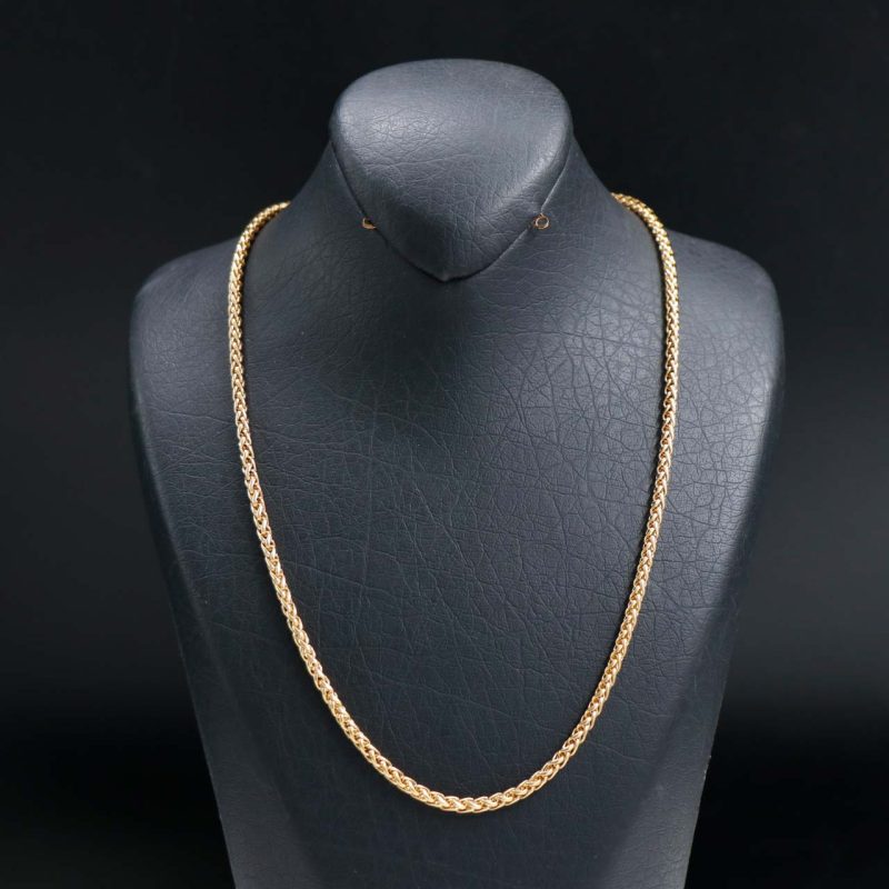 زنجیر استیل رنگ طلایی طرح گندمی 3mm وارداتی کد 72746