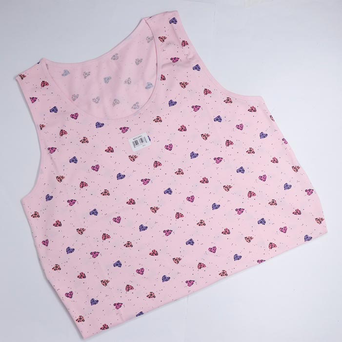 تاپ بلند حلقه ای نخی میسپل صورتی سایز 2XL طرح قلبی