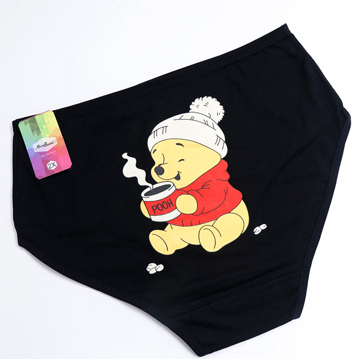 شورت زنانه ملک بانو نخی کش باریک سایز 2XL طرح خرس پو